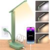 One Beat Small LED Desk Lamp Power Strip, Extension Cord with 3 Outlets 4 USB Ports(2 USB C), 4 Modes, 5 Level Touch Lamp Study Reading Light, Home...