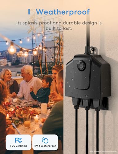 Outdoor Smart Plug, meross Outdoor Wi-Fi Outlet with 3 Independent Sockets Compatible with Apple Homekit, Alexa and SmartThings, Voice & Remote...