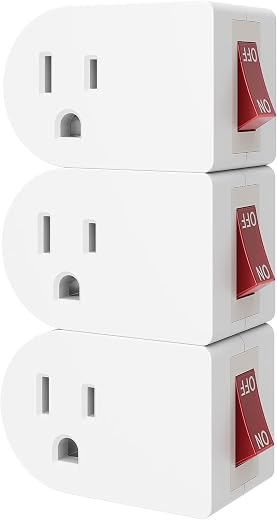 oviitech 3 Pack Grounded Outlet Wall Tap Adapter with On/Off Power Switch,Single Outlet with Switch in White oviitech 3 Pack Grounded Outlet Wall Tap Adapter with On/Off Power Switch,Single Outlet with Switch in White