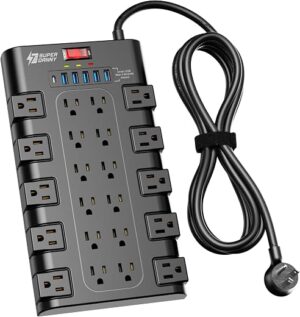Power Strip, SUPERDANNY Surge Protector with 22 AC Outlets and 6 USB Charging Ports, 1875W/15A, 2100 Joules, 6.5Ft Flat Plug Heavy Duty Extension... Power Strip, SUPERDANNY Surge Protector with 22 AC Outlets and 6 USB Charging Ports, 1875W/15A, 2100 Joules, 6.5Ft Flat Plug Heavy Duty Extension...