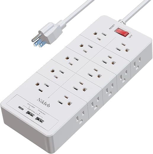 Power Strip Surge Protector 23 in 1, 6ft Extension Cord with 3 USB Ports Smart 3.1A, Multiple Outlet Adapter 20 Outlets, Outlet Extender Cord... Power Strip Surge Protector 23 in 1, 6ft Extension Cord with 3 USB Ports Smart 3.1A, Multiple Outlet Adapter 20 Outlets, Outlet Extender Cord...