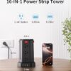 Power Strip Surge Protector, 6.5 Ft Extension Cord with 12 AC Multiple Outlets 4 USB (1 USB C), SMALLRT Power Tower Desktop Charging Station Power Strip Surge Protector, 6.5 Ft Extension Cord with 12 AC Multiple Outlets 4 USB (1 USB C), SMALLRT Power Tower Desktop Charging Station