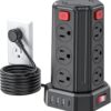 Power Strip Surge Protector, 6.5 Ft Extension Cord with 12 AC Multiple Outlets 4 USB (1 USB C), SMALLRT Power Tower Desktop Charging Station Power Strip Surge Protector, 6.5 Ft Extension Cord with 12 AC Multiple Outlets 4 USB (1 USB C), SMALLRT Power Tower Desktop Charging Station