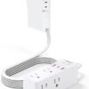 Power Strip Surge Protector with Flat Extension Cord Outlet Cover 6 AC Outlets(3 Wall Outlets Extender) 3 USB Ports (2USB C), 1050 Joules, Multi...