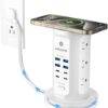 Power Strip Tower, kakyanill Surge Protector Tower 9 AC Outlets 8 USB (4 USB C), 6 Ft Retractable Extension Cord, Charging Station for Office Dorm...