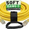 POWGRN 50 Ft 10AWG Outdoor Extension Cord Waterproof Heavy Duty 10 Gauge 3 Prong, Flexible Cold-Resistant Long Power Cord Outside with Lighted...