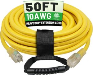 POWGRN 50 Ft 10AWG Outdoor Extension Cord Waterproof Heavy Duty 10 Gauge 3 Prong, Flexible Cold-Resistant Long Power Cord Outside with Lighted... POWGRN 50 Ft 10AWG Outdoor Extension Cord Waterproof Heavy Duty 10 Gauge 3 Prong, Flexible Cold-Resistant Long Power Cord Outside with Lighted...