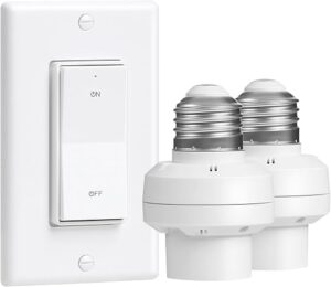 Remote Control Light Bulb Socket, Decorator Rocker Wall Switch, 200FT Range Wireless Light Switch for Pull Chain Light Fixture, E26 E27 Base, No... Remote Control Light Bulb Socket, Decorator Rocker Wall Switch, 200FT Range Wireless Light Switch for Pull Chain Light Fixture, E26 E27 Base, No...