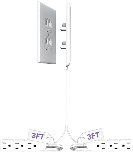 Sleek Socket Original & Patented Ultra-Thin Outlet Concealer with Cord Concealer Kit, Flat Extension Cord with Multi Outlets Power Strip, Ideal for... Sleek Socket Original & Patented Ultra-Thin Outlet Concealer with Cord Concealer Kit, Flat Extension Cord with Multi Outlets Power Strip, Ideal for...