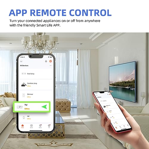 Smart Plug 15A, Smart Life Wi-Fi Outlet Compatible with Alexa, Google Home & Echo, App Control, Timer Function & Group Control, Schedule, Voice... Smart Plug 15A, Smart Life Wi-Fi Outlet Compatible with Alexa, Google Home & Echo, App Control, Timer Function & Group Control, Schedule, Voice...