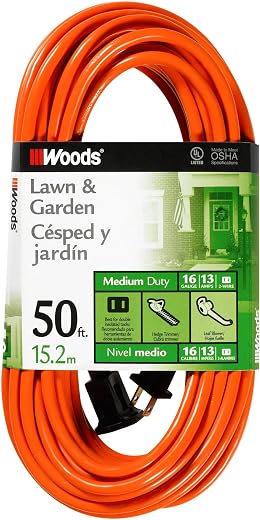 Southwire Woods 50ft Outdoor Extension Cord – Bright Orange, 16/2 Two-Prong – Durable SJTW Jacket for Landscaping & Light-Duty Power – Molded Plug Southwire Woods 50ft Outdoor Extension Cord – Bright Orange, 16/2 Two-Prong – Durable SJTW Jacket for Landscaping & Light-Duty Power – Molded Plug