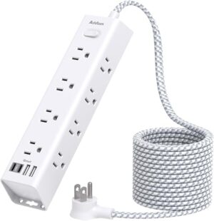 Surge Protector Power Strip - 10 FT Extension Cord, Power Strip with 12 Widely AC Outlet 4 USB, Flat Plug Wall Mount Overload Protection, 1050J,... Surge Protector Power Strip - 10 FT Extension Cord, Power Strip with 12 Widely AC Outlet 4 USB, Flat Plug Wall Mount Overload Protection, 1050J,...