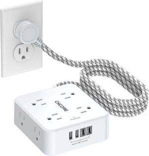 Surge Protector Power Strip - CHCORE 5Ft Braided Extension Cord with 8 Outlets with 4 USB (2 USB C) Charging Ports, Flat Plug Multi Plug Outlet... Surge Protector Power Strip - CHCORE 5Ft Braided Extension Cord with 8 Outlets with 4 USB (2 USB C) Charging Ports, Flat Plug Multi Plug Outlet...