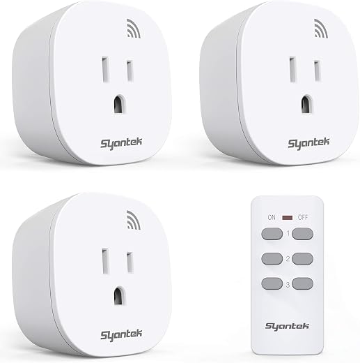 Syantek Remote Control Outlet Wireless Light Switch for Household Appliances, Expandable Remote Light Switch Kit, Up to 100 ft Range, FCC... Syantek Remote Control Outlet Wireless Light Switch for Household Appliances, Expandable Remote Light Switch Kit, Up to 100 ft Range, FCC...