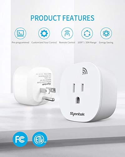 Syantek Remote Control Outlet Wireless Light Switch for Household Appliances, Expandable Remote Light Switch Kit, Up to 100 ft Range, FCC... Syantek Remote Control Outlet Wireless Light Switch for Household Appliances, Expandable Remote Light Switch Kit, Up to 100 ft Range, FCC...