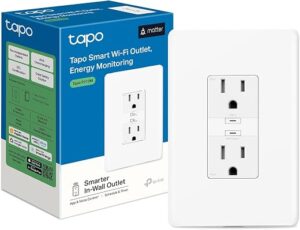 Tapo Smart Plug, Wi-Fi in-Wall Outlet, Matter Compatible, Energy Monitoring, 15A/1800W Max, Works with Alexa, Apple Home, Google Home, SmartThings,...