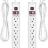 TiFFCOFiO Surge Protector Power Strip, 6 Feet Extension Cord, 600 Joules Surge Protection, Multiple Protection 6 Outlet Strip, 14 AWG Cord,...