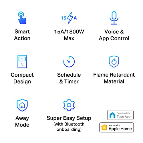 TP-Link Tapo Apple HomeKit Smart Plug Mini, Compact Design, 15A/1800W Max, Super Easy Setup, Works with Siri, Alexa & Google Home, UL Certified,... TP-Link Tapo Apple HomeKit Smart Plug Mini, Compact Design, 15A/1800W Max, Super Easy Setup, Works with Siri, Alexa & Google Home, UL Certified,...