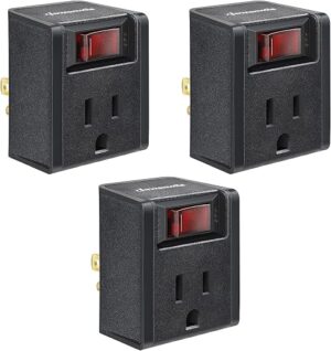 [UL Listed] DEWENWILS Grounded Single Port Power Adapter with On/Off Switch, 3 Prong Electrical Plug Outlet Switch, 15A Circuit Breaker, 280J Surge...
